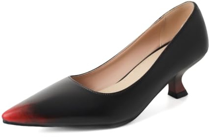 Décolleté Donna Effetto Ombre Punta Chiusa Tacco Medio Kitten Comodi Tomaia in PU Resistente Facili da Indossare Scarpe Eleganti Ufficio Serata,Nero,38.5 EU