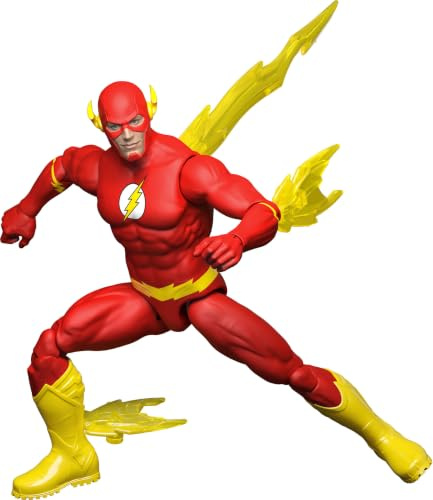 Mattel DC Premier Flash Serie 1 Action Figure di 16,5 cm | 22 punti di articolazione, supereroe con design dettagliato, effetti di velocità e accessori a forma di fulmine, JMD98