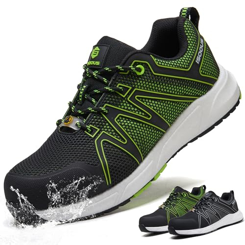 Scarpe Antinfortunistiche Uomo Donna S3 ESD SRC FO Impermeabili Scarpe da Lavoro Leggere Scarpe di Sicurezza Verde 43 EU