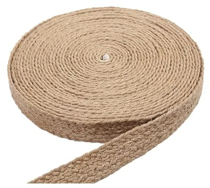 Spago Juta Corde di iuta intrecciate piatte, nastri, macramè, fatti a mano, fai da te, materiali for artigianato, corda canapa, spago for decorazioni for la casa(2.5cmx10m)