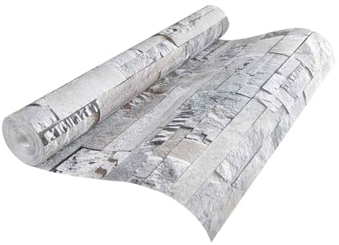 3D-stentapet, grå, fibertapet, 10 x 0,53 m, väggbeläggning med struktur och mönster för vardagsrum, sovrum, accentvägg, renovering, tvättbar, självhäftande