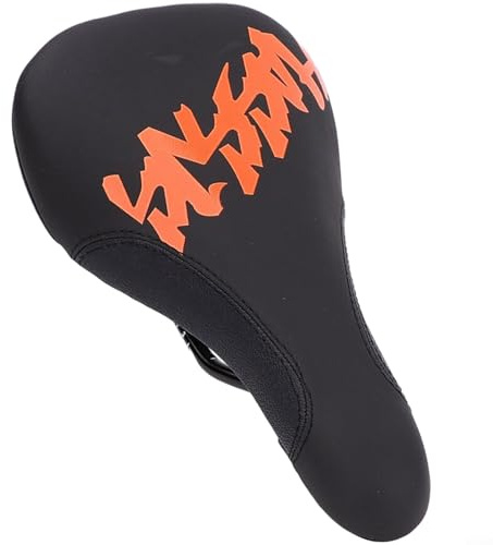 CWOQOCW Ergonomic MTB Seat for Downhill Riding Featuring Thick Padding and Anti-Slip Texture, Polyurethane Saddle for Rough Terrain(Black Orange)
