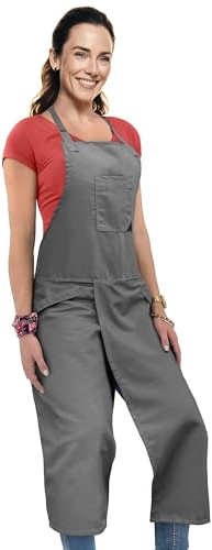 Under NY Sky Pottery Apron - Full Cover Split-Leg, Towel Loops - More Adjustable Coverage for Men, Women - Essential for Ceramic Wheel Throwing, DIY, Painting, Potters and Clay Artists - Gray