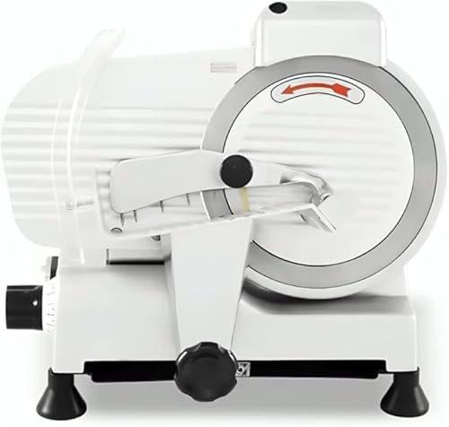 MBH - Cortadora de Fiambre Profesional Cuchilla 220m. Cortadora de Embutidos Industrial de Aluminio Anodizado y Base Lacada para Hostelería.