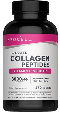 NeoCell Collagen Peptides Pills | 270 Caplets | with Vitamin C and Biotin | Grass Fed Bovine | Hair, Skin, & Nails | for Women and Men