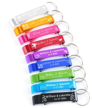 Matchore Party: 120 Stück personalisierte Hochzeitsgeschenke, Flaschenöffner, Schlüsselanhänger, graviertes Text-Logo, individuelle Hochzeitsgeschenke für Gäste, individuelle Party-Jubiläen