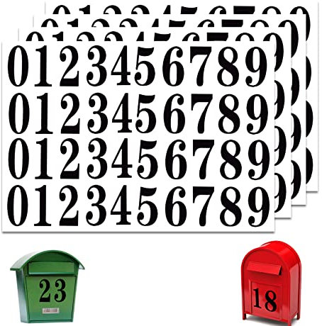 Olakin Chiffres Adhésifs Autocollants 4 Feuilles 160 Pièces Étanche Numéros Boîte aux Lettres Maison