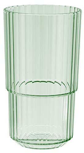 APS 10574 Linea - Vaso de plástico tritán de alta calidad con 0,5 litros, sin BPA, apilable, irrompible, reutilizable y apto para lavavajillas, 500 ml, color verde claro