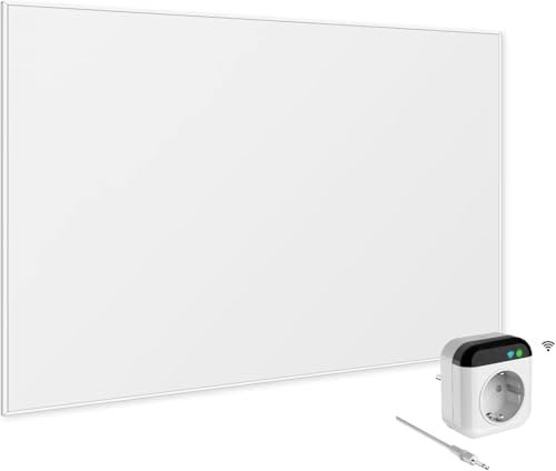 VIESTA® Riscaldamento da parete a infrarossi con termostato [telecomando + controllo WiFi] – Riscaldamento a infrarossi a parete – Radiatore a pannello a infrarossi in cristallo di carbonio con app