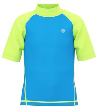 Boys Short Sleeve Rash Vest - Kids UPF 50+ Rash Guard Rashguards Child Surfing T-Shirt Surfshirt Children UV Beach Swim Tee Swimwear Youth Water Sports Top Pool Workout Diving Process Blue 7/8y