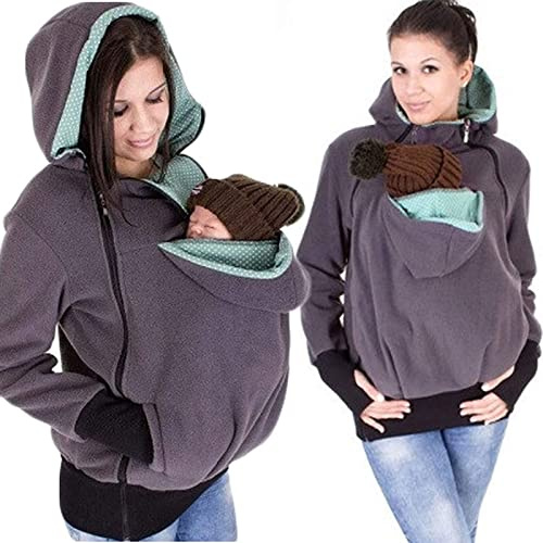 Multifunktion Mamma Och Barn Babywearing Jacka, 3 i 1 Känguru Fleece Softshell Fleecejacka med Huva 1, XXXL