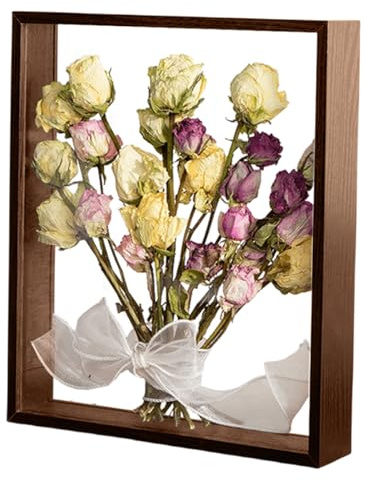 Shadow Box Frame Square Photo Frame 8x8 Picture Wooden Deep Box Display Photo Frames for Crafts Anniversary Wedding Graduation Brown XK02602 (8 x 8) 20.3 x 20.3cm