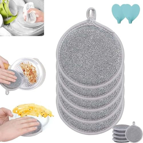 HELGATALLT Chiffon à Vaisselle Multi-usages, 5PCS Réutilisables Chiffons à Vaisselle en Fil de Fer pour Chiffons de Nettoyage à Récurer Humides et Secs pour Cuisine