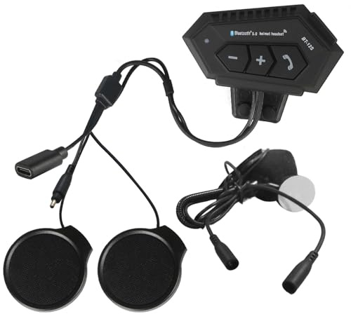 TKSE Motorrad Bluetooth Headset, Motorrad Helm Headset Wireless Bluetooth V5.0 Geräuschreduzierung Kopfhörer Lautsprecher Unterstützung der Freisprechfunktion (BT12S)