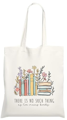 Cunegra Canvas Book Tote Bag for Women, Book Lover Gifts Cute Cotton Book Bag Totes Reading Gifts for Librarian Bookworm, Foldable Grocery Bag for School Work Shopping Reusable