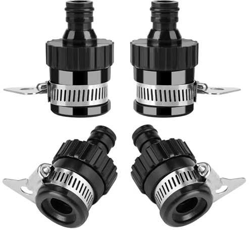 Raheem 4 Pcs Universal Tap Connector Garden Hose Pipe Adapter Connectors Rubber Stainless Steel Hose Adapter for Garden, Hosepipe, Rain Barrel, Outdoor Water Butt Universal Hosepipe Connectors