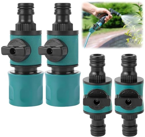 4 Pack Quick Release in Line Shut Off Valve, Adapter for Garden Hose Lock