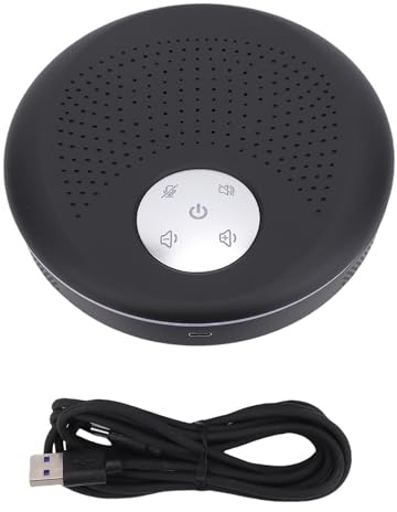 ZJchao Altavoz de Conferencia de Reducción de Ruido, Recogida de Sonido de 360 ​​Grados, Supresión de Ruido de ANS, Control AGC, Tecnología AEC, Enchufe y Juego, Altavoz de Reuniones