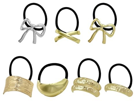 7 Bandas Elásticas Cóncavas Convexas De Metal Para El Cabello, Tocados Que Combinan Con Todo, Accesorios Para La Decoración Del Peinado, Bandas Para El Cabello De Moda Para Mujer.