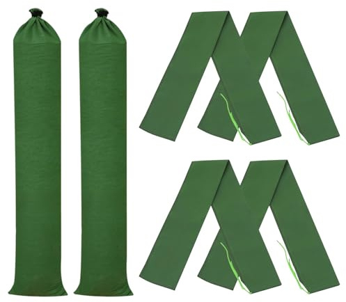 6 PCS Sand Bag for Flooding, 150x15cm Thickened Water Barriers with Elastic Binding Bands, Green Long Sand Bag for Doorway and Entryway Protection