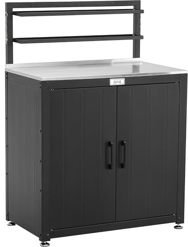 Feasto Garden Potting Bench with Storage Cabinet and 2 Removable Shelves