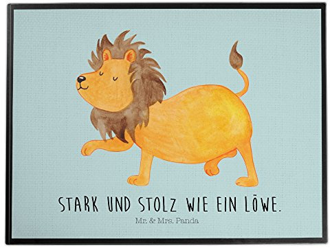 Mr. & Mrs. Panda Büro, Mädchen, Schreibtischunterlage Sternzeichen Löwe mit Spruch - Farbe Türkis Pastell