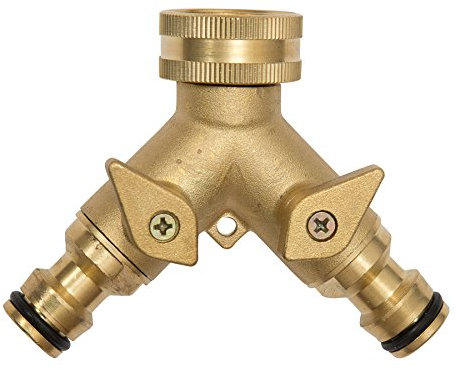 homekit Solid Brass Double Hose Connector for Outdoor Tap And Garden Hoses – Snap On Y Garden Tap Fitting