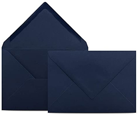 50 Briefumschläge DIN C6 Dunkelblau Blau - 11,4 x 16,2 cm - Kuverts mit 80 g/m² Nassklebung spitze Klappe - Umschläge ohne Fenster - Colours-4-you