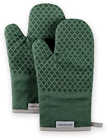 KitchenAid Asteroid Oven Mitt Set, 7x12.5, Dark Green, 2 Piece