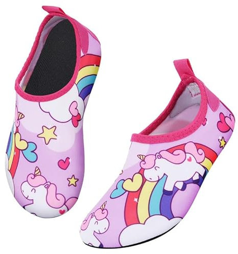flintronic Calcetines de Agua para Niños,Escarpines de Secado Rápido,Zapatos de Agua Niños Antideslizantes,Zapatillas de Agua Bebe para Nadar,Piscina,Playa al Aire Libre-24/25 EU-Unicornio
