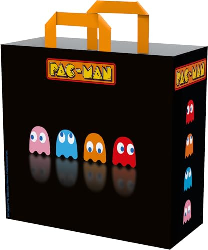 Konix Pac-Man Bolsa de Compras 40 x 45 x 20 cm - Material reciclado - Negro
