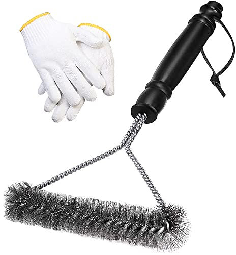 Spazzola Per Barbecue, Spazzola Barbecue in Acciaio Inox, Spazzola Per la Pulizia del Barbecue, Spazzola per Griglia, Accessori per la pulizia della griglia a gas, Dotato di un paio di guanti