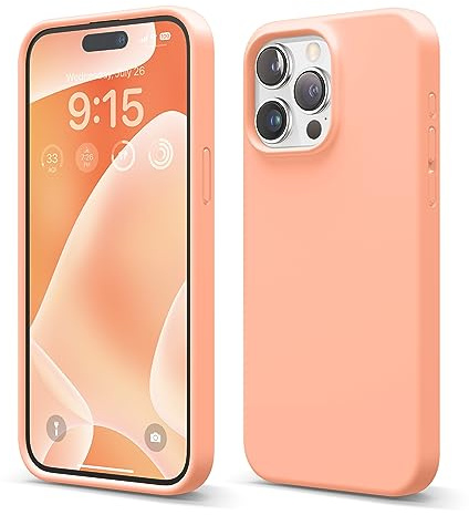 elago Liquid Silicone Case Compatible with iPhone 15 Pro Max Case, Premium Silicone, Full Body Protective Cover [4 Layer Shockproof Structure], Anti-Scratch Soft Microfiber Lining (Salmon)