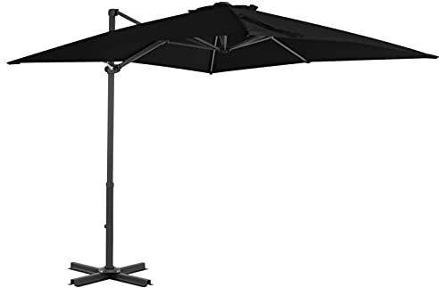 Camerina Ampelschirm mit Aluminium-Mast Windsicherung Ampelschirm Sonnenschirme FüR Terrasse Garten Sonnenschirm Schwarz 250x250 cm