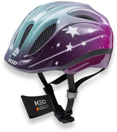 KED Meggy II Trend Fahrradhelm Für Kinder – Made In Germany, LED Rücklicht, MaxShell Technologie Und Präzise Größenverstellung | Farbe: Stars Pink Agua | Größe: 49-53 (SM)