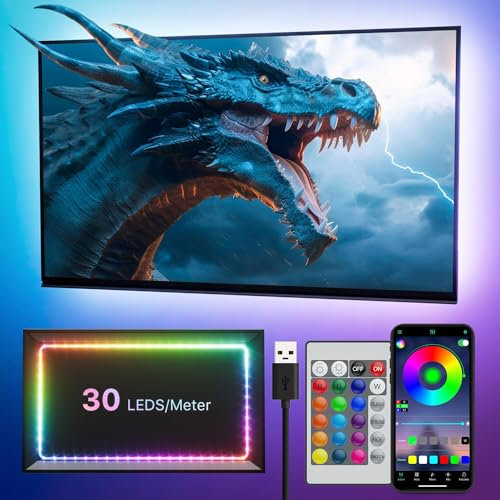 Lphianx LED Lights for TV, 16.4FT TV Led Lights for 65-75 inch, Cuttable, Music Sync Mode, Color Changing, Bluetooth APP Remote Control TV LED Strip Lights for Bedroom, Gaming Room and Desk