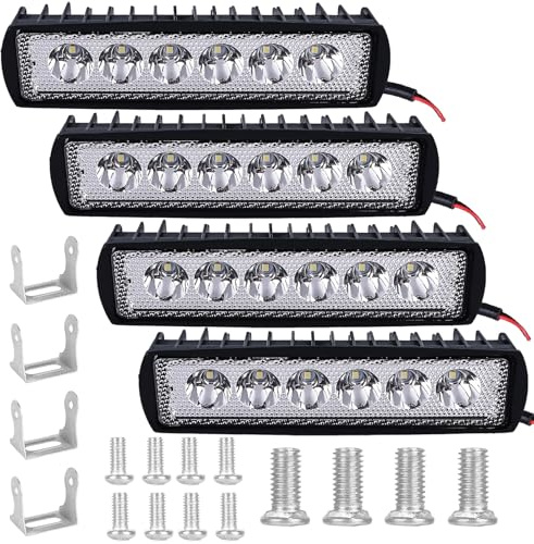 4 st 18 W LED-arbetslampor offroad LED-strålkastare 12 V/24 V extra strålkastare arbet bil 6 000 K 1600 LM IP67 vattentät backlampa för tracker grävmaskin SUV UTV ATV