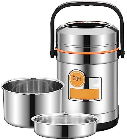 ANSNOW Contenitore per Cibi Caldi Edi, Contenitori per Pranzo Al Sacco a Bocca Larga, Impilabili, a Prova Di Perdite, in Acciaio Inossidabile, per Uomo e Donna, per Campeggio da Picnic/Argento/2,5 L