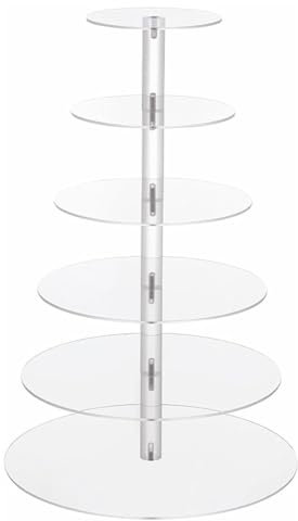 MSYU 6 Tier Acrylic Round Cupcake Stand, 20 High Clear Pastry Display Holder Stand, Dessert or Cupcake Tower Stand for Baby Shower Wedding Birthday Bar Party Celebration