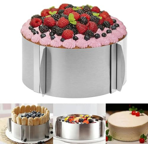 Anicy Anello per Torta Regolabile, Altezza Anello Torta 8cm, Anello per Torte con Bilancia, coppapasta in Acciaio Inox Regolabile Diametro16-30cm, coppapasta tondi per Torte alla Mousse