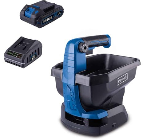 Scheppach Akku-Handstreuer C-GSP800-X 20V Universal Streuer | Streubreite 5m | Fassungsvermögen 3,5L | 20V-IXES-Serie | Flächenleistung 800m2 | 8 Streumengen | mit 2Ah Akku & Ladegerät