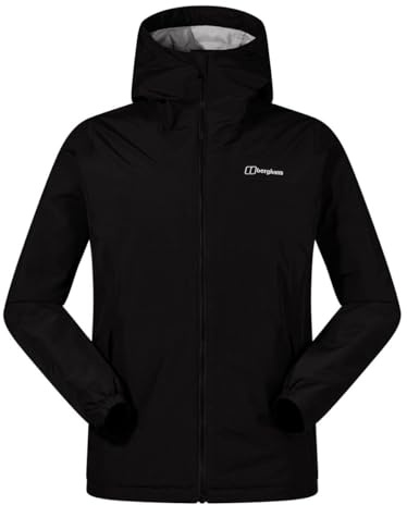 Berghaus Men's Deluge Pro Insulated Waterproof Shell Jacket | Adjustable | Durable Coat | Rain Protection Waterproof Jacket, Black/Black, 3XL