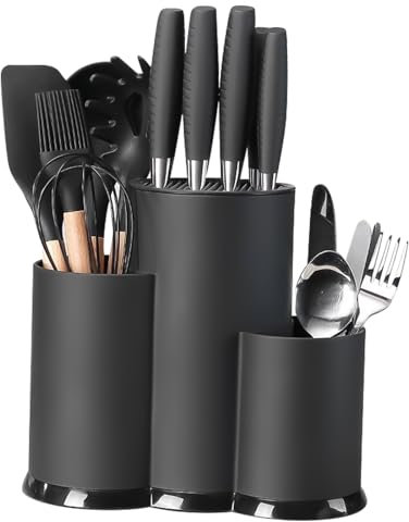 3 in 1 Ceppo Coltelli da Cucina, Universale Porta Coltelli Cucina, Ceppo Coltelli Vuoto, Porta Utensili da Cucina, Portacoltelli da Cucina con Foro Scarico e Slot Porta