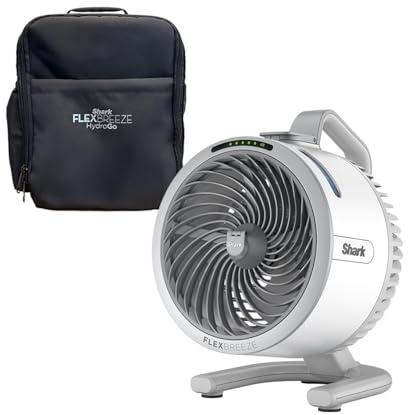 Shark FlexBreeze HydroGo Portable Fan with Travel Bag, White, FA053BRN
