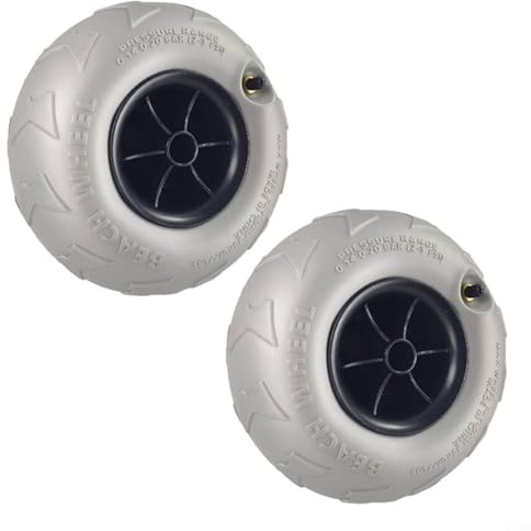 Puupaa Confezione da 2 ruote gonfiabili per sabbia da spiaggia, 205 x 115 mm, per kayak, carrelli, canoa, carrelli da campeggio, con battistrada largo