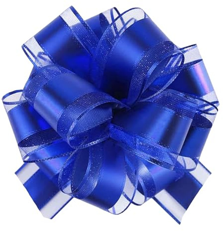 LaresDay Set di 5 fiocchi per auto, XXL, con pellicola dorata, per auto di nozze, feste, inaugurazione della casa e celebrazioni, fiocchi giganti riutilizzabili per sacchetti (blu)