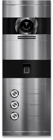 Metzler Niko VDM10 Interphone vidéo 2.0 avec ouverture de porte (alimentation) et empreinte digitale – Connexion 2 fils IP – Interphone avec caméra HD – 3 interphones pour maison familiale – Acier