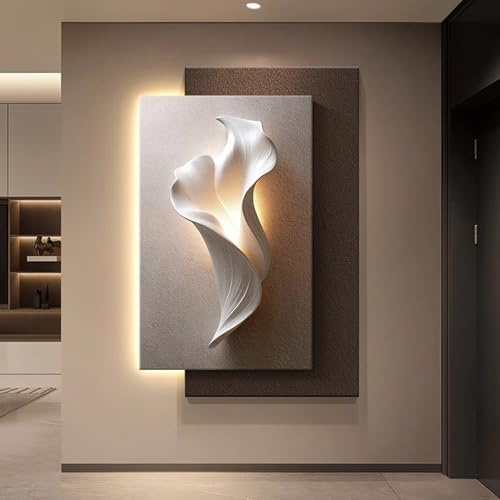 Escultura mural 3D con luces LED，Lámpara de pared LED 3D，decoración artística para salas de estar modernas，Pintura luminosa moderna para salas de estar y pasillos(D,80*120cm/31.5*47.2in)