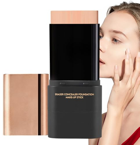 Barra de Base – Maquillaje Coreano Ligero con Brocha Incorporada | Acabado Natural Hidratante | Base en Stick de Larga Duración Para Nariz Frente Mejillas Barbilla Ideal Para Piel Clara a Cálido