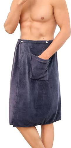 Rundago Kilt da Sauna da Uomo – Asciugamano Regolabile e Asciugatura Rapida, con Bottone, Perfetto per Sauna, Palestra, Doccia e Spiaggia - 70 x 140 cm